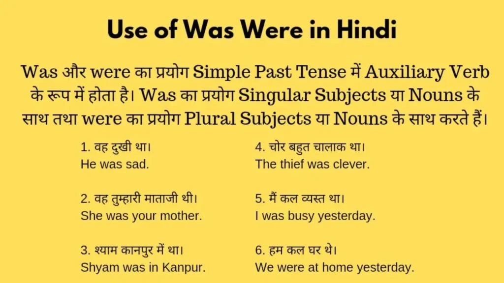 Use of Was/Were In Hindi