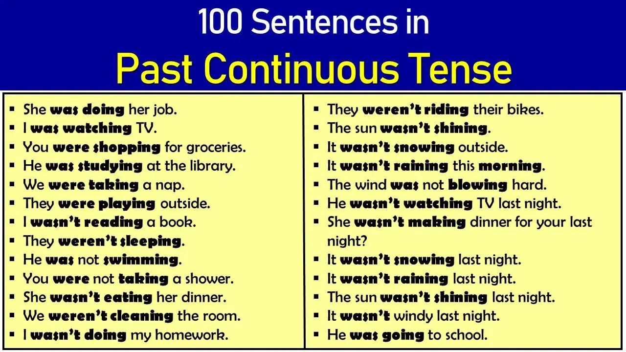 Examples Of Past Continuous Tense